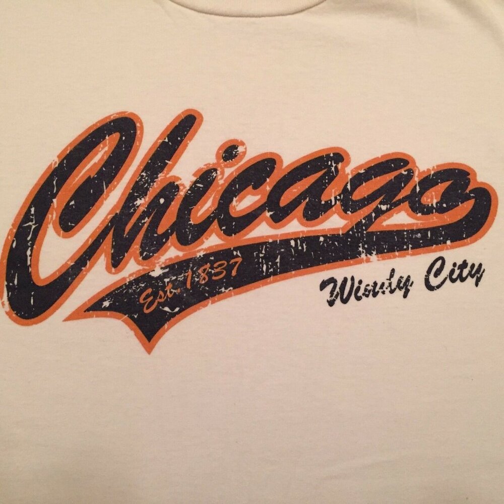 Chicago Mens Windy City Est 1837 White T-Shirt Size Large
